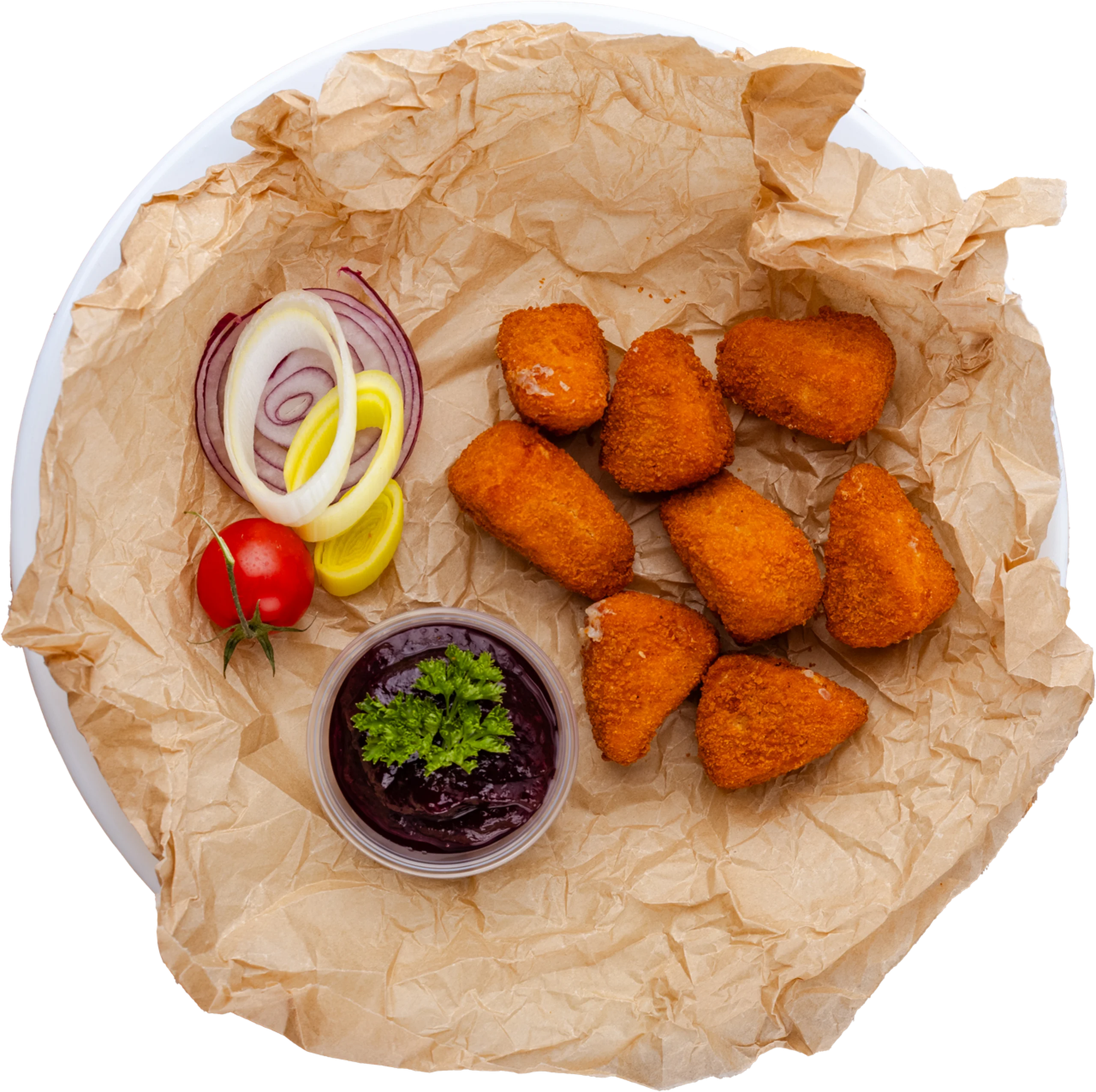 Rántott camembert falatok áfonyával